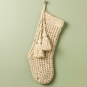 Hearth & Hand Ivory Knit Stocking with Tassels